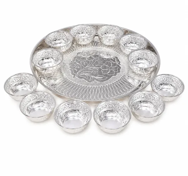 German_Silver_Serving_Tray_With_Bowls_Set
