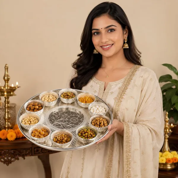 German_Silver_Serving_Tray_With_Bowls_Set