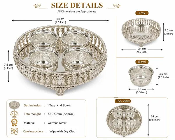 German_Silver_Serving_Tray_With_Bowls_Set