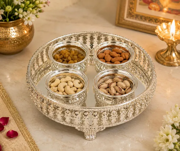 German_Silver_Serving_Tray_With_Bowls_Set