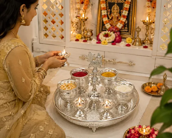 German_Silver_Pooja_Thali_Set_With_Bowls_And_Diyas