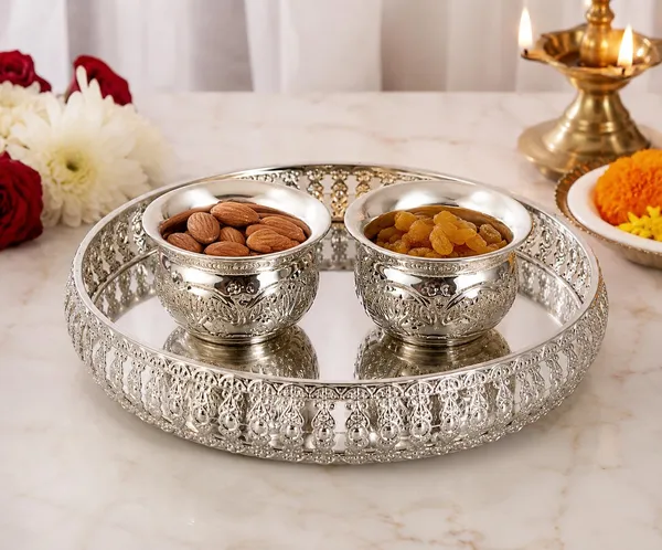 German_Silver_Serving_Tray_With_Bowls