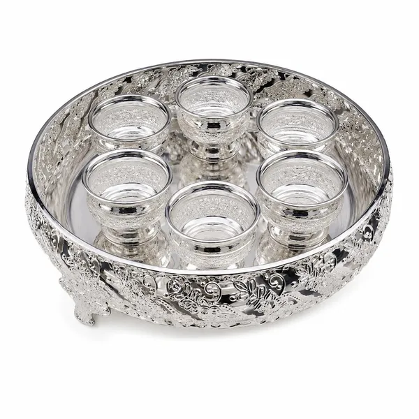German_Silver_Serving_Tray_With_Bowls_Set