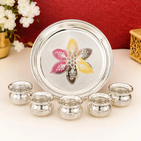 German_Silver_Serving_Tray_Set_With_Bowls