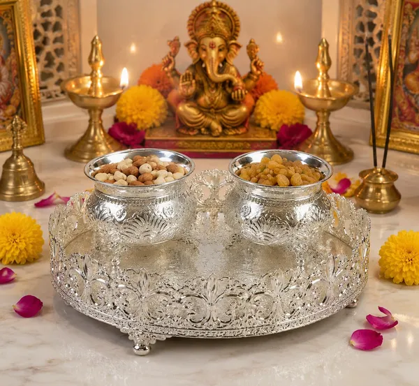 German_Silver_Serving_Tray_With_Bowls