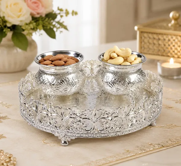 German_Silver_Serving_Tray_With_Bowls