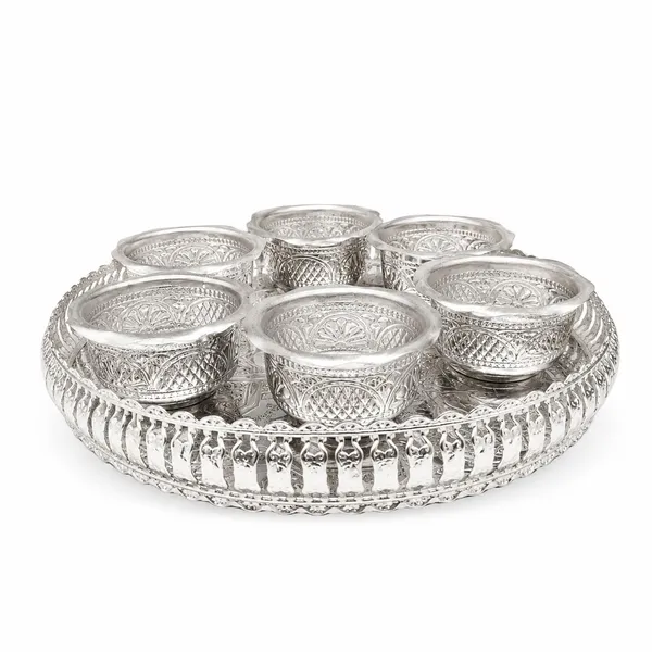 German_Silver_Serving_Tray_With_Bowls