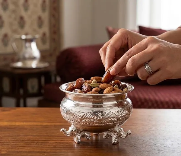 German_Silver_Kumkum_Bowl_With_Stand