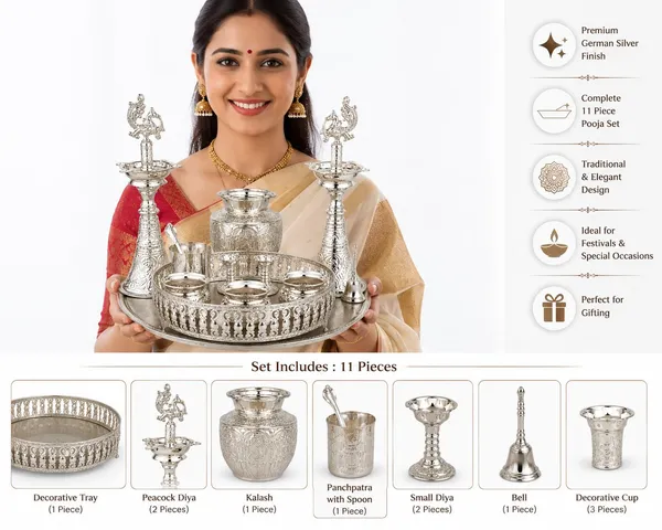 German_Silver_Pooja_Thali_Set_With_Tray