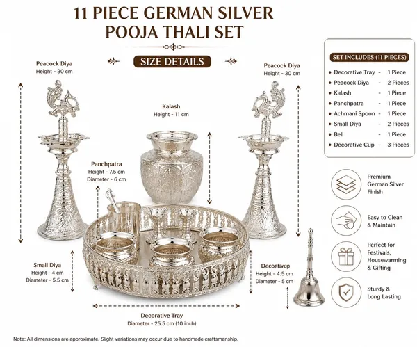 German_Silver_Pooja_Thali_Set_With_Tray
