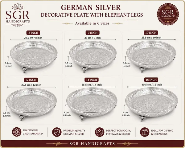 German_Silver_Decorative_Plate_With_Elephant_Legs