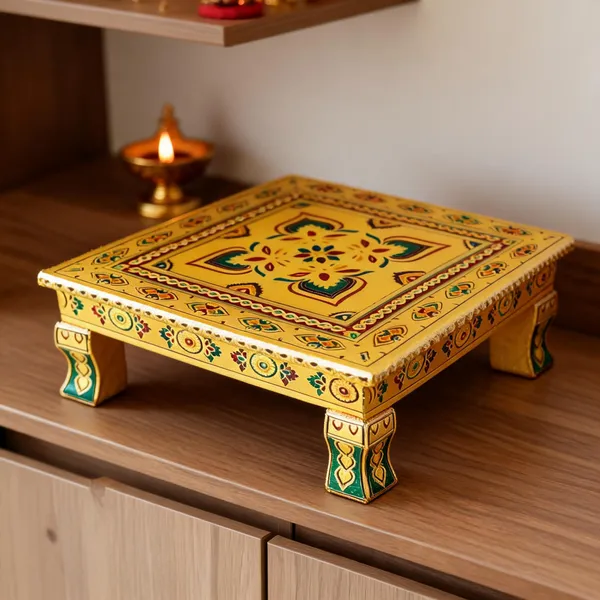 Wooden_Pooja_Chowki_With_Aluminum_Foil_Work