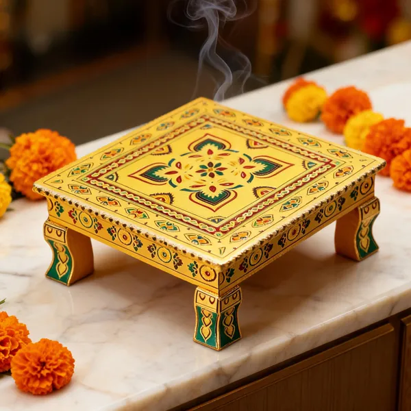 Wooden_Pooja_Chowki_With_Aluminum_Foil_Work