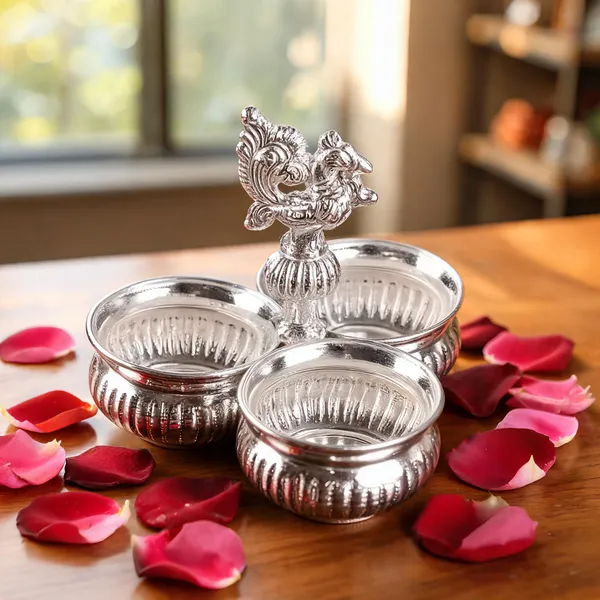 German_Silver_Kumkum_Container_With_Peacock_Handle