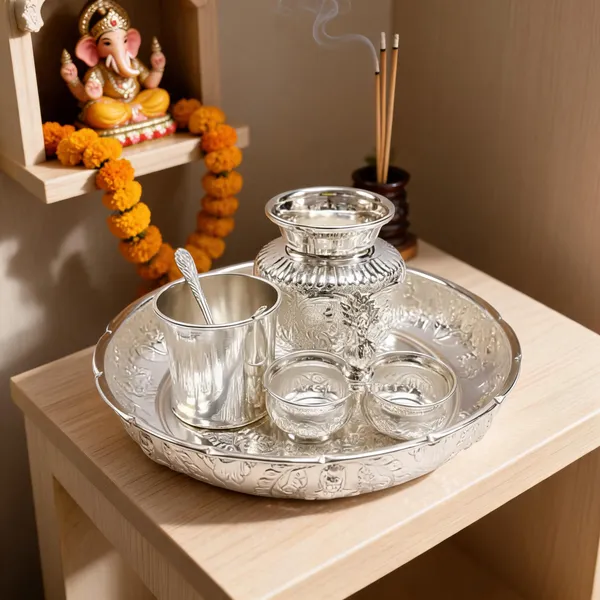 German_Silver_Serving_Tray_Set_Pack_Of_5