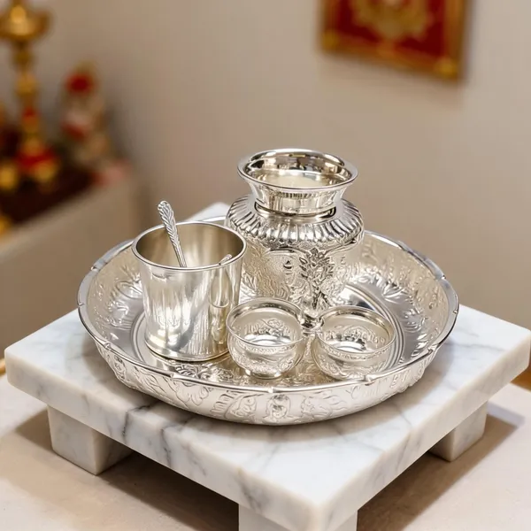 German_Silver_Serving_Tray_Set_Pack_Of_5