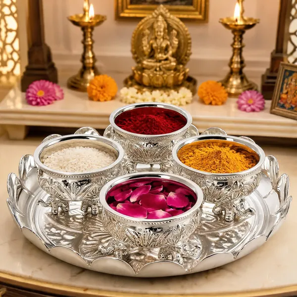 German_Silver_Pooja_Thali_Set_With_Bowls