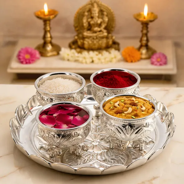 German_Silver_Pooja_Thali_Set_With_Bowls