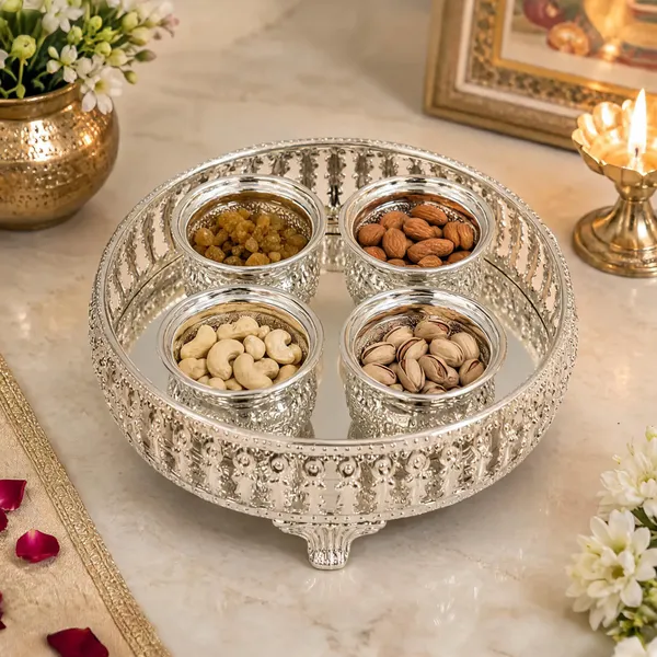 German_Silver_Serving_Tray_With_Bowls_Set