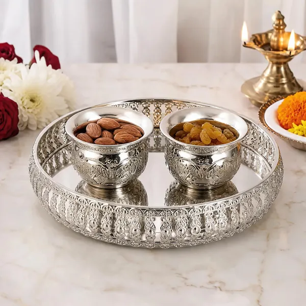 German_Silver_Serving_Tray_With_Bowls