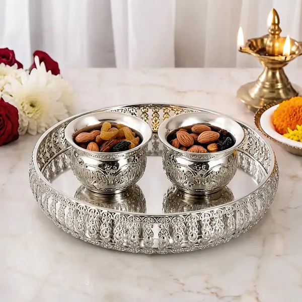 German_Silver_Serving_Tray_With_Bowls