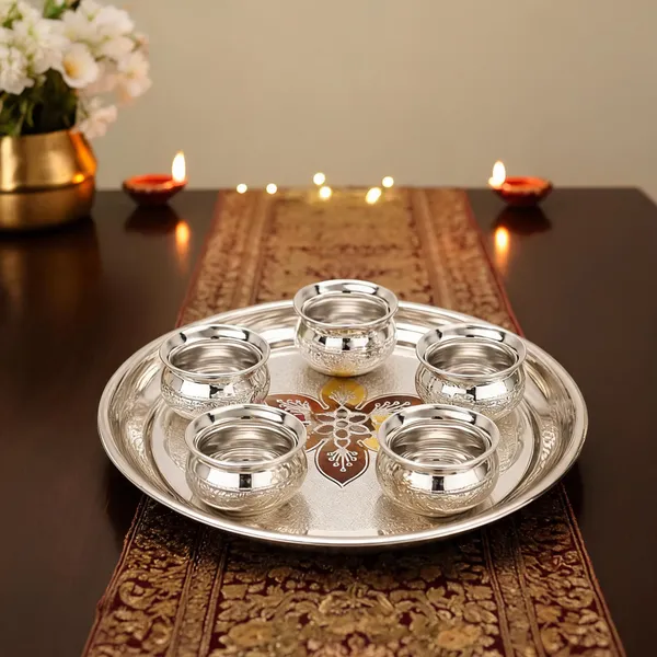 German_Silver_Serving_Tray_Set_With_Bowls
