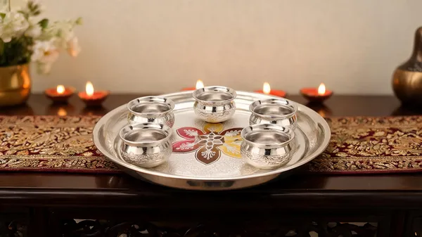 German_Silver_Serving_Tray_Set_With_Bowls
