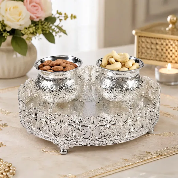 German_Silver_Serving_Tray_With_Bowls