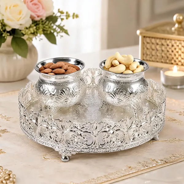German_Silver_Serving_Tray_With_Bowls
