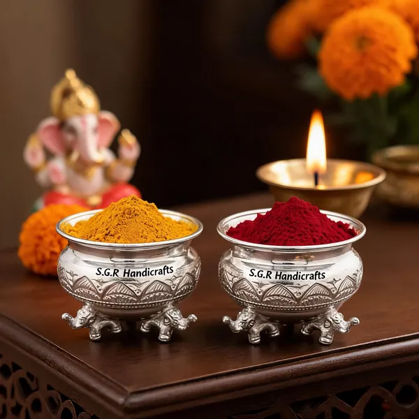 German_Silver_Kumkum_Bowl_With_Stand