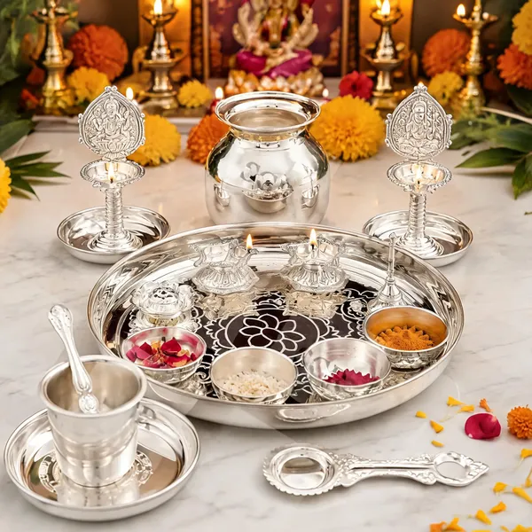 German_Silver_Pooja_Set_With_Accessories