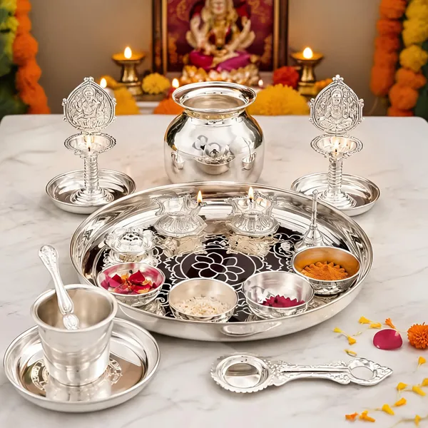 German_Silver_Pooja_Set_With_Accessories