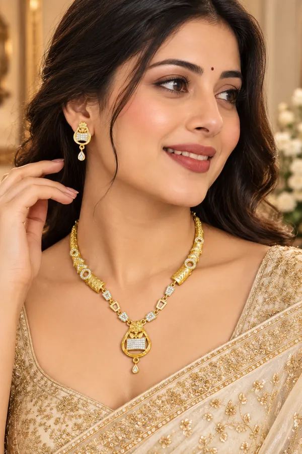 Gold_Toned_Ethnic_Necklace_And_Earrings_Set_for_Women