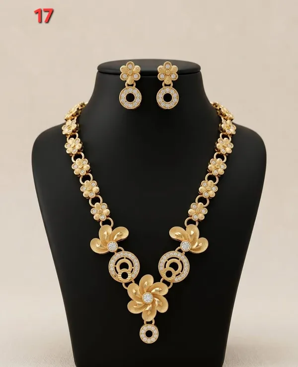 Gold_Tone_Floral_Necklace_And_Earrings_Set_For_Women