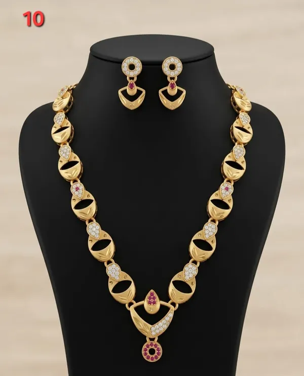 Gold_Tone_Embellished_Necklace_And_Earring_Set_for_Women