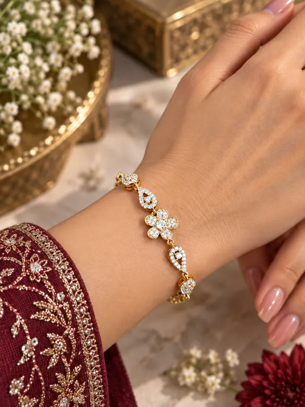 Gold-Tone_Floral_Crystal_Bracelet_for_Women