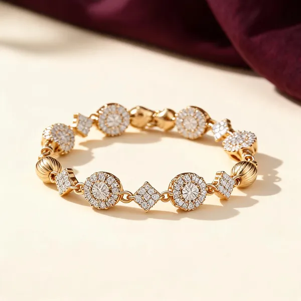 Gold_Brass_Crystal_Link_Bracelet_For_Women