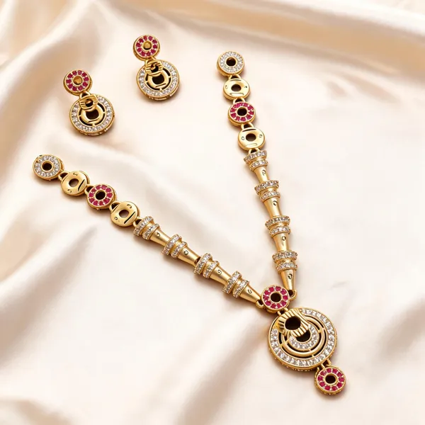 Gold_Brass_Red_Stone_Necklace_Set_For_Women