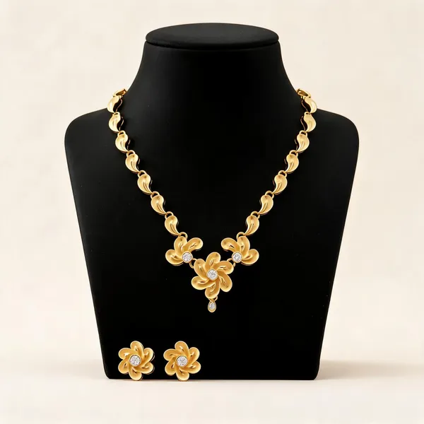 Gold_Brass_Floral_Necklace_And_Earrings_Set_For_Women
