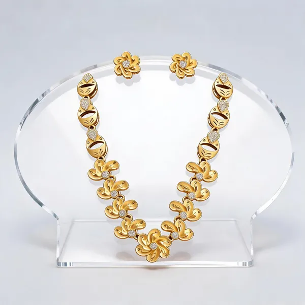 Gold_Brass_Floral_Necklace_And_Earrings_Set_For_Women