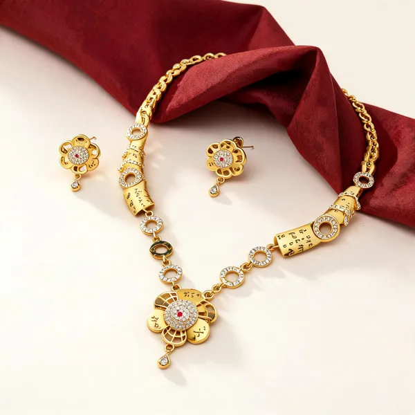 Gold_Brass_Traditional_Necklace_Set_For_Women