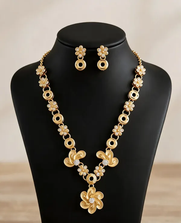 Gold_Brass_Floral_Necklace_Set_For_Women