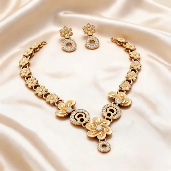 Gold_Brass_Floral_Necklace_And_Earrings_Set_For_Women