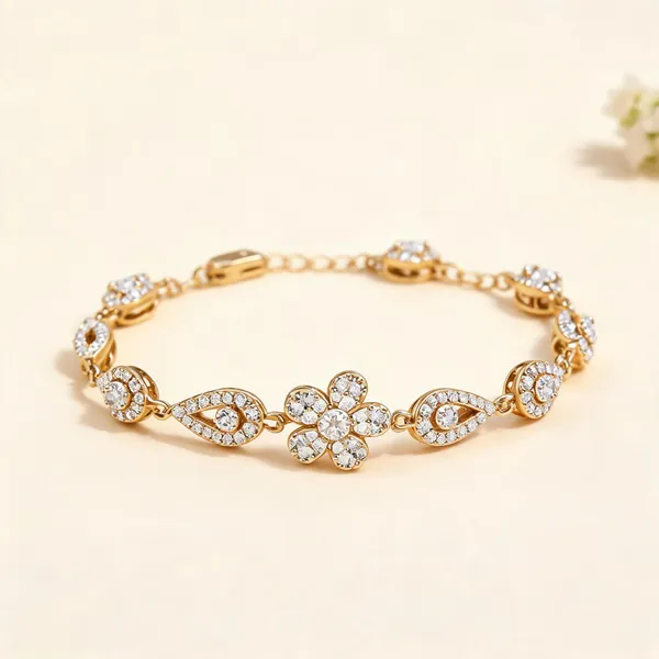 Gold_Brass_Floral_Crystal_Bracelet_For_Women