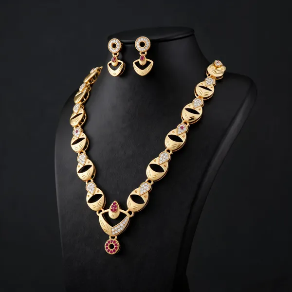Gold_Brass_Embellished_Necklace_And_Earrings_Set_For_Women