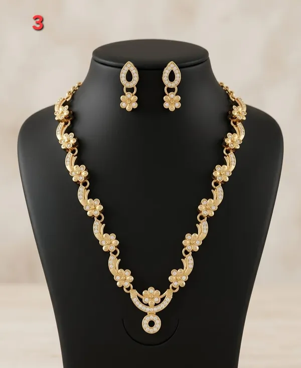 Gold_Tone_Floral_Necklace_And_Earrings_Set_for_Women
