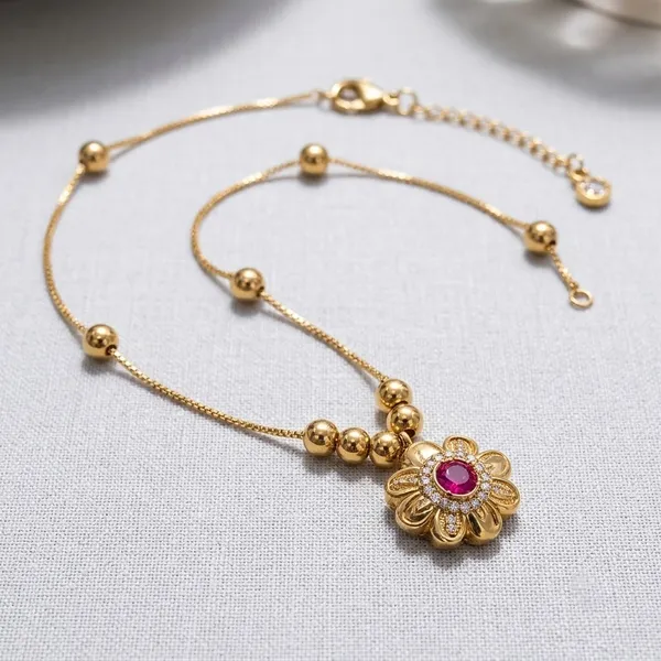 Gold_Brass_Beaded_Floral_Pendant_Dokiya_For_Women