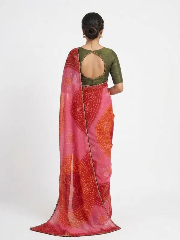 Red_Georgette_Bandhani_Print_Saree_For_Women