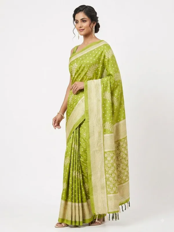 Green_Woven_Floral_Saree_For_Women