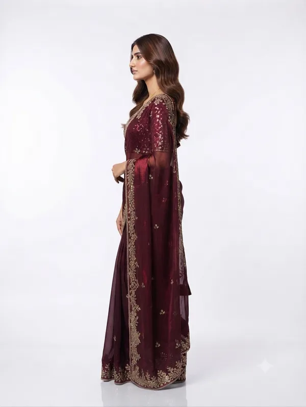 Maroon_Sheer_Embroidered_Saree_For_Women
